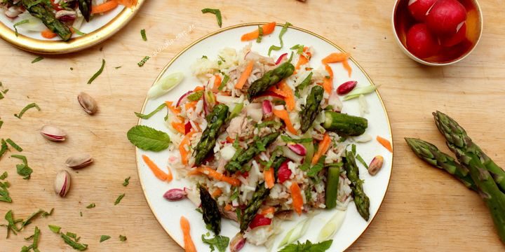 Grüner-Spargel-Reis-Salat mit Thunfisch