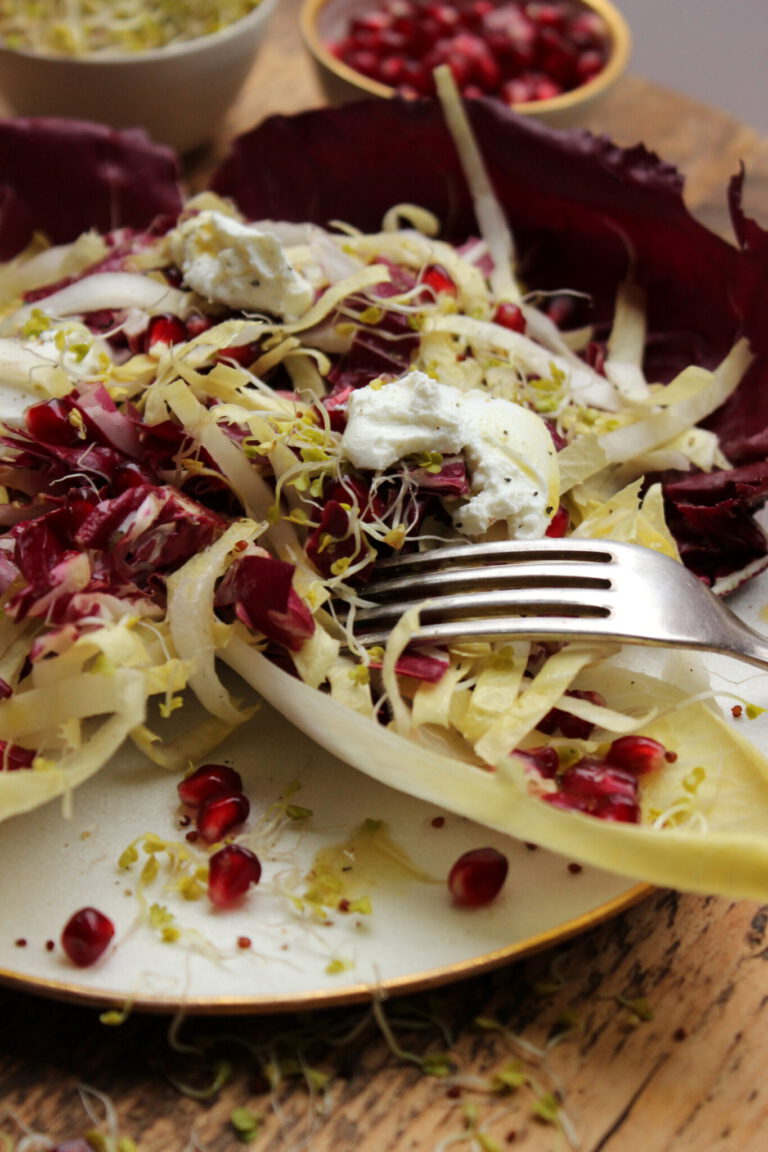 Bitter-Süß - Chicorée-Radicchio-Salat mit Granatapfelkernen