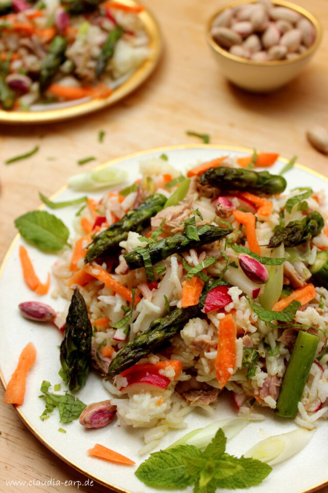 Grüner-Spargel-Reis Salat mit Thunfisch