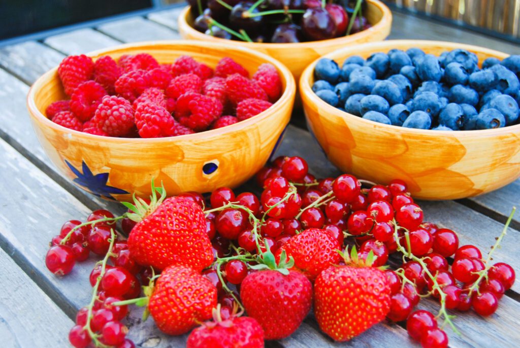 Erdbeeren, Johannisbeeren, HImbeeren, Heidelbeeren, Kirschen, Schale