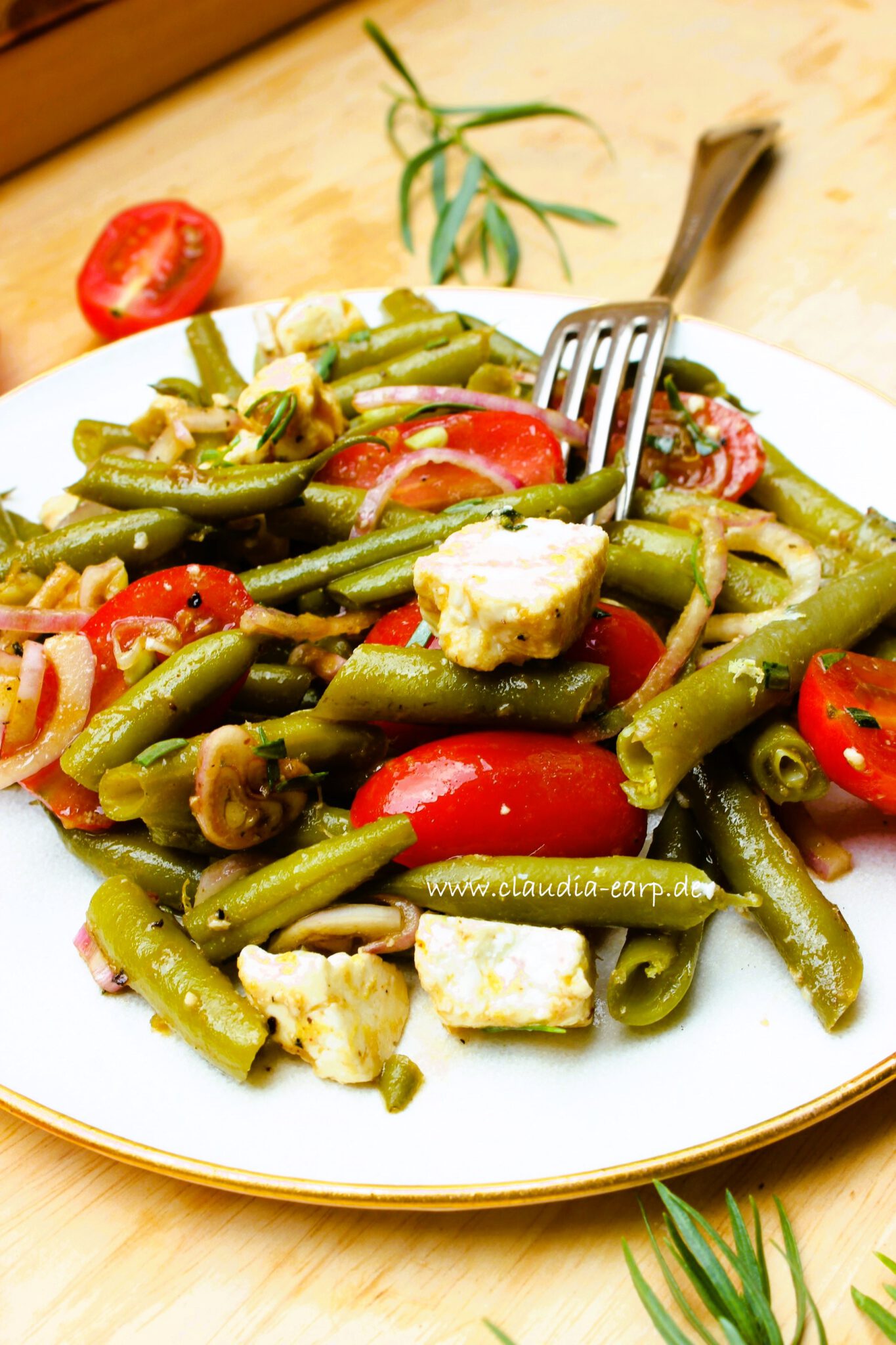 Grüne Bohnen Salat mit Tomaten und Feta Grüne Bohnen Salat mit Tomaten und Feta